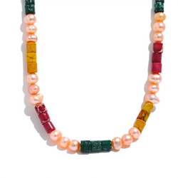 Pink Pearl Beaded Necklace