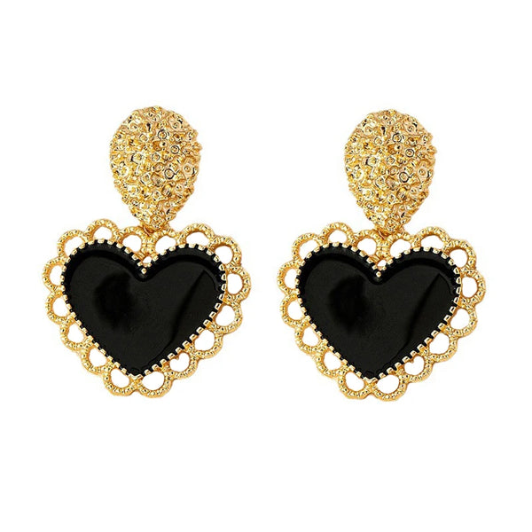 Black Heart Drop Earrings