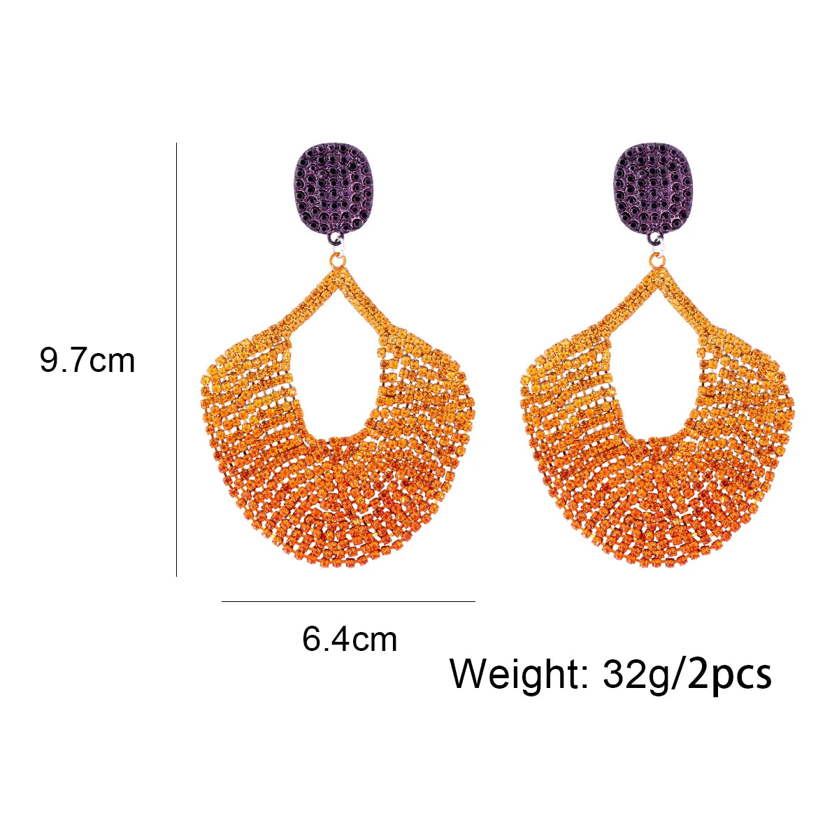 Vintage Crystal Fan Tassel Earrings