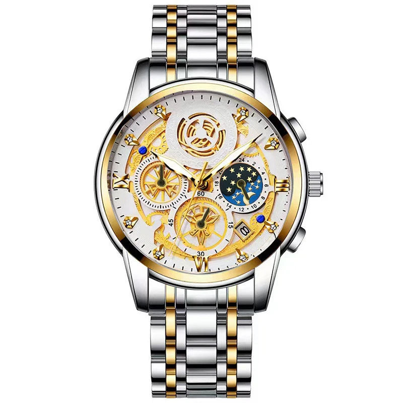 Luxury Fashion Casual Quartz Men's Watch Stainless Steel Strap