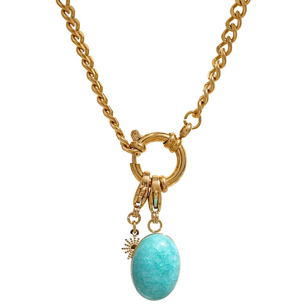 Blue Stone Chain Necklace