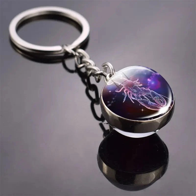 Glass Ball Zodiac Luminous Keychain
