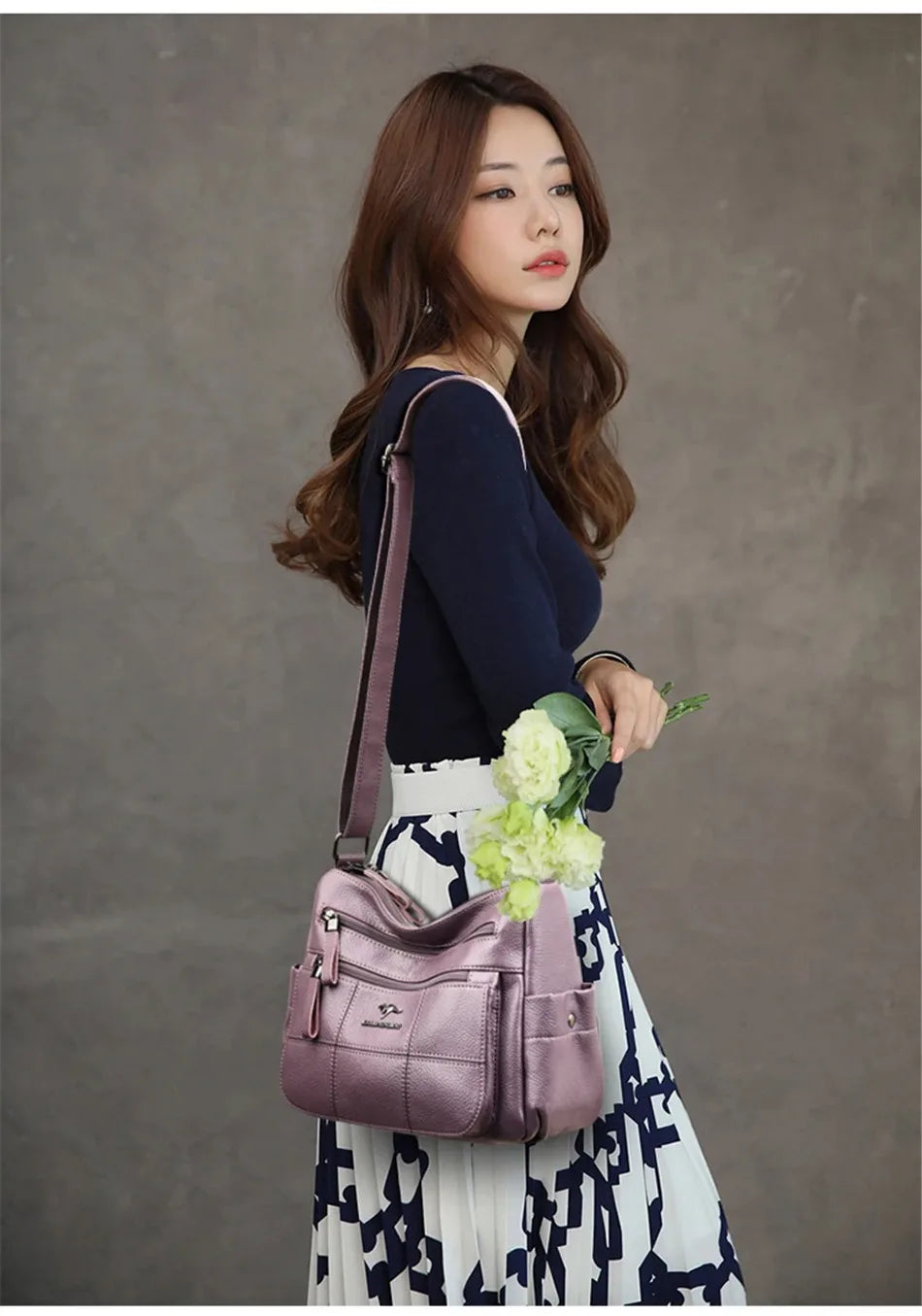 Leather Luxury Handbag. Shoulder Crossbody Handbag