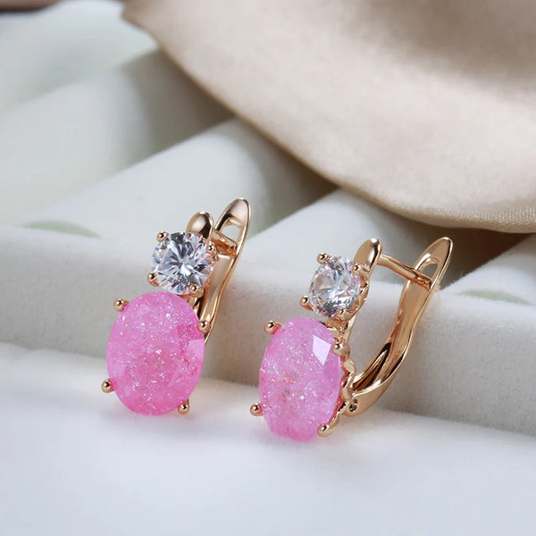 Pink Frosted Zircon Drop Earrings