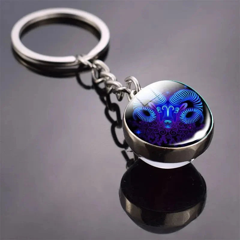 Glass Ball Zodiac Luminous Keychain
