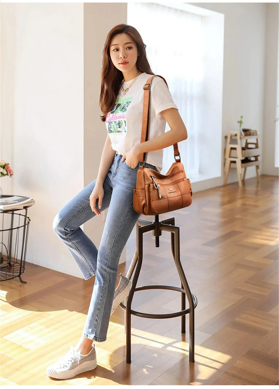 Leather Luxury Handbag. Shoulder Crossbody Handbag