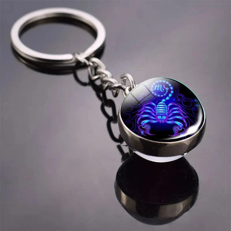 Glass Ball Zodiac Luminous Keychain