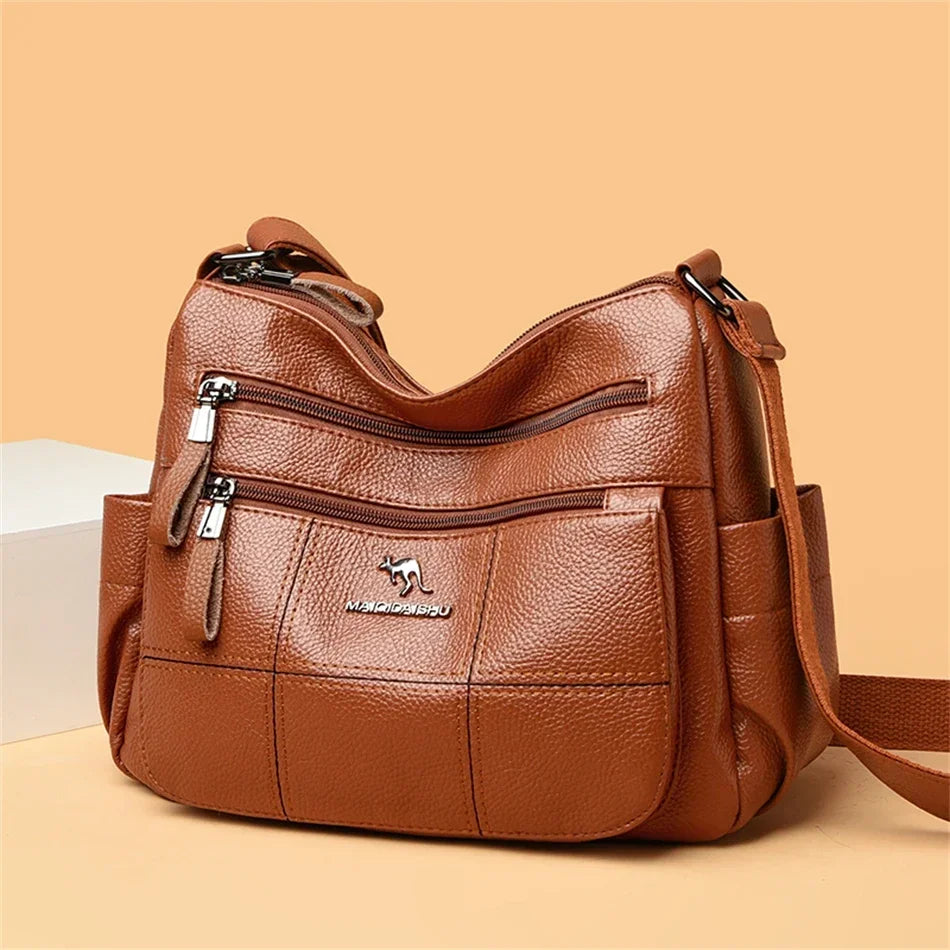 Leather Luxury Handbag. Shoulder Crossbody Handbag
