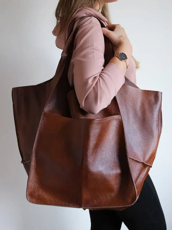 Multifunctional Large Capacity Soft Tote  Luxury Leather Bag