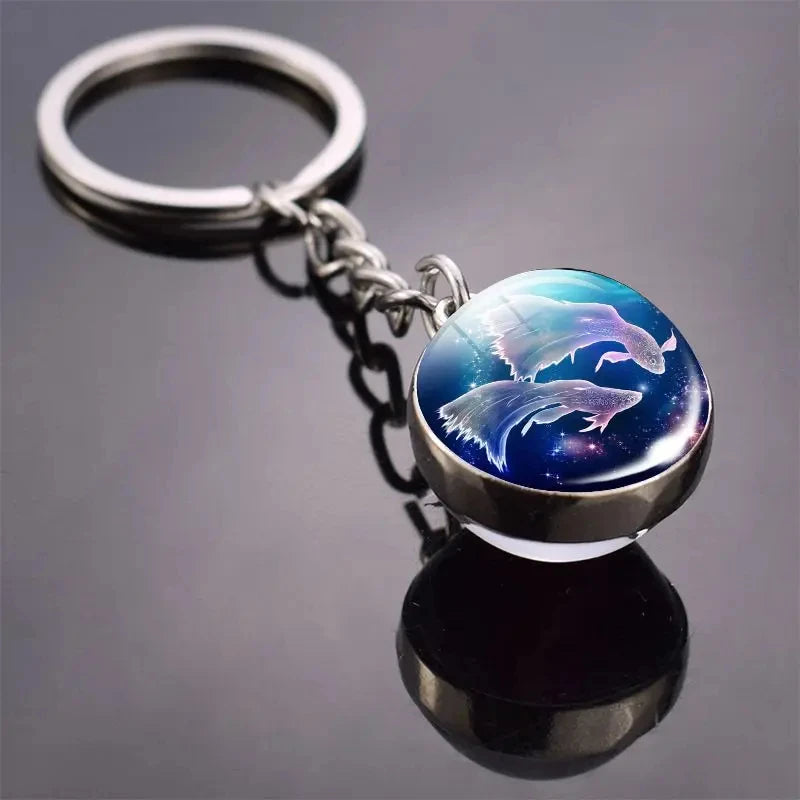 Glass Ball Zodiac Luminous Keychain