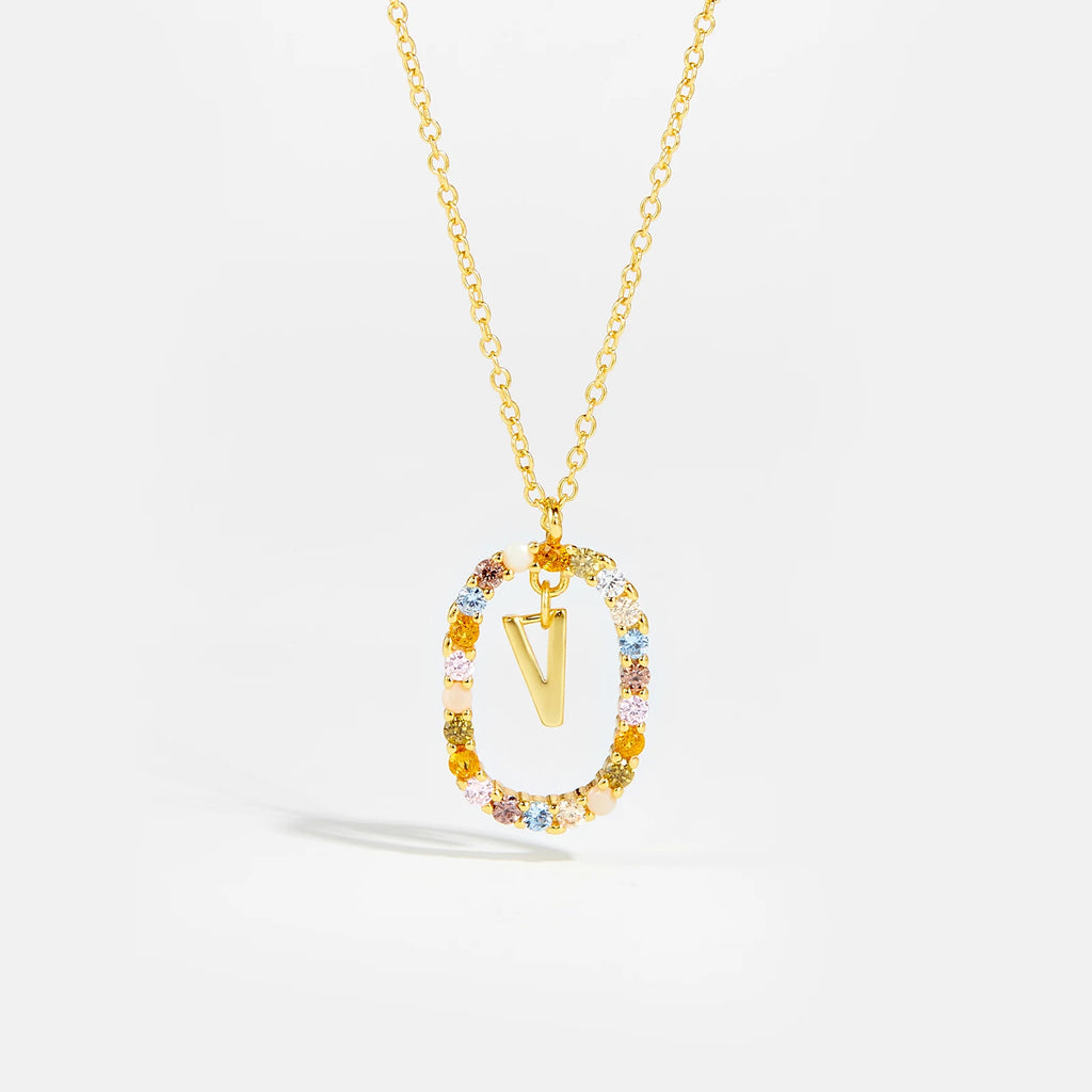Sterling Gold Letter Pendant Necklace