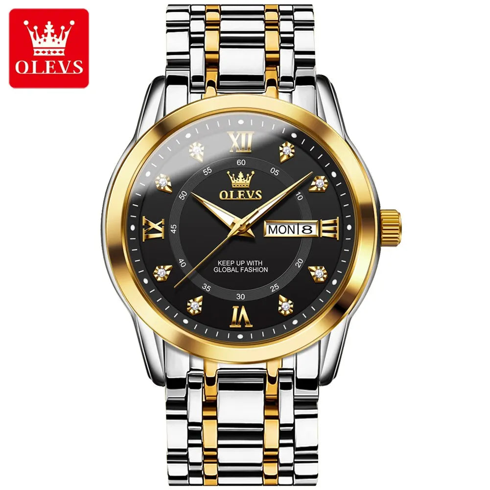 Watch for Men Luxury Diamonds Gold Watch Waterproof