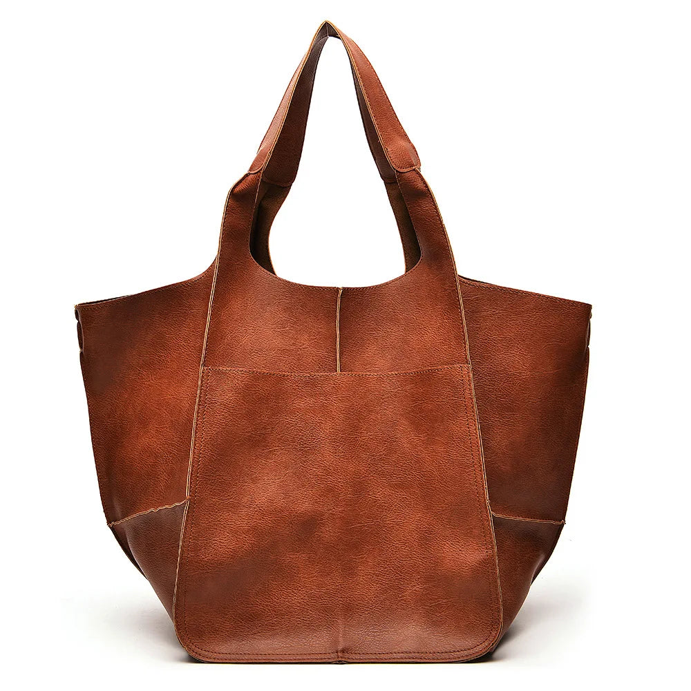 Multifunctional Large Capacity Soft Tote  Luxury Leather Bag