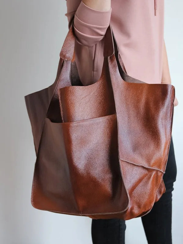 Multifunctional Large Capacity Soft Tote  Luxury Leather Bag