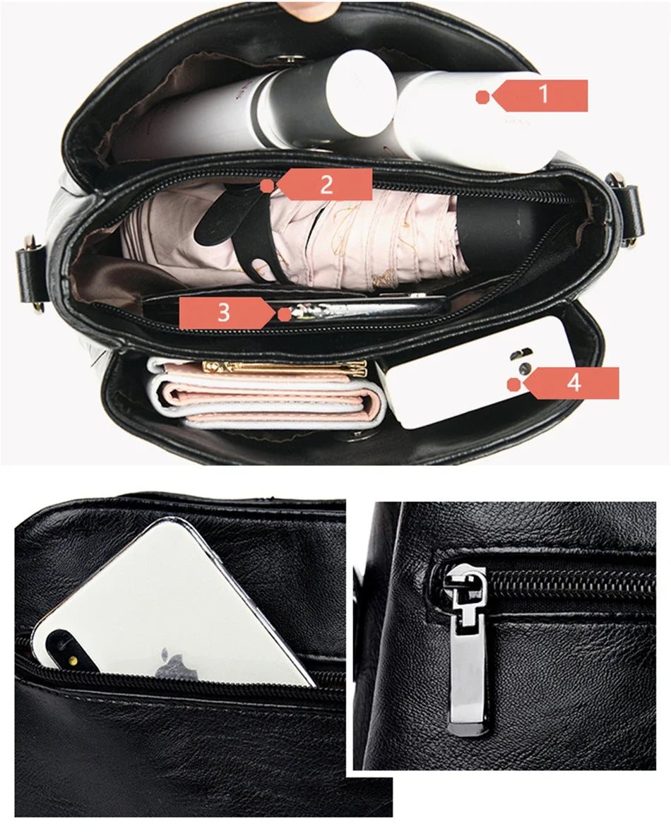 Leather Luxury Handbag. Shoulder Crossbody Handbag