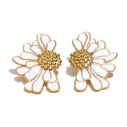 Gold-Plated Flower Stud Earrings