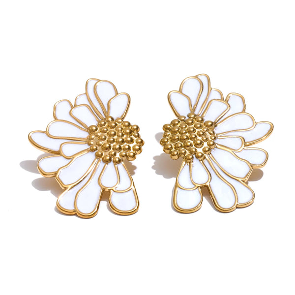 Gold-Plated Flower Stud Earrings