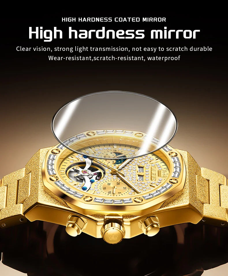Gold Steel Men's Watch Top Brand Automatic Mechanical Luxury Waterproof