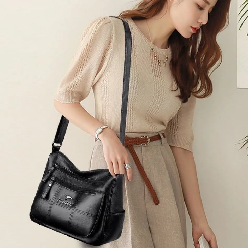 Leather Luxury Handbag. Shoulder Crossbody Handbag