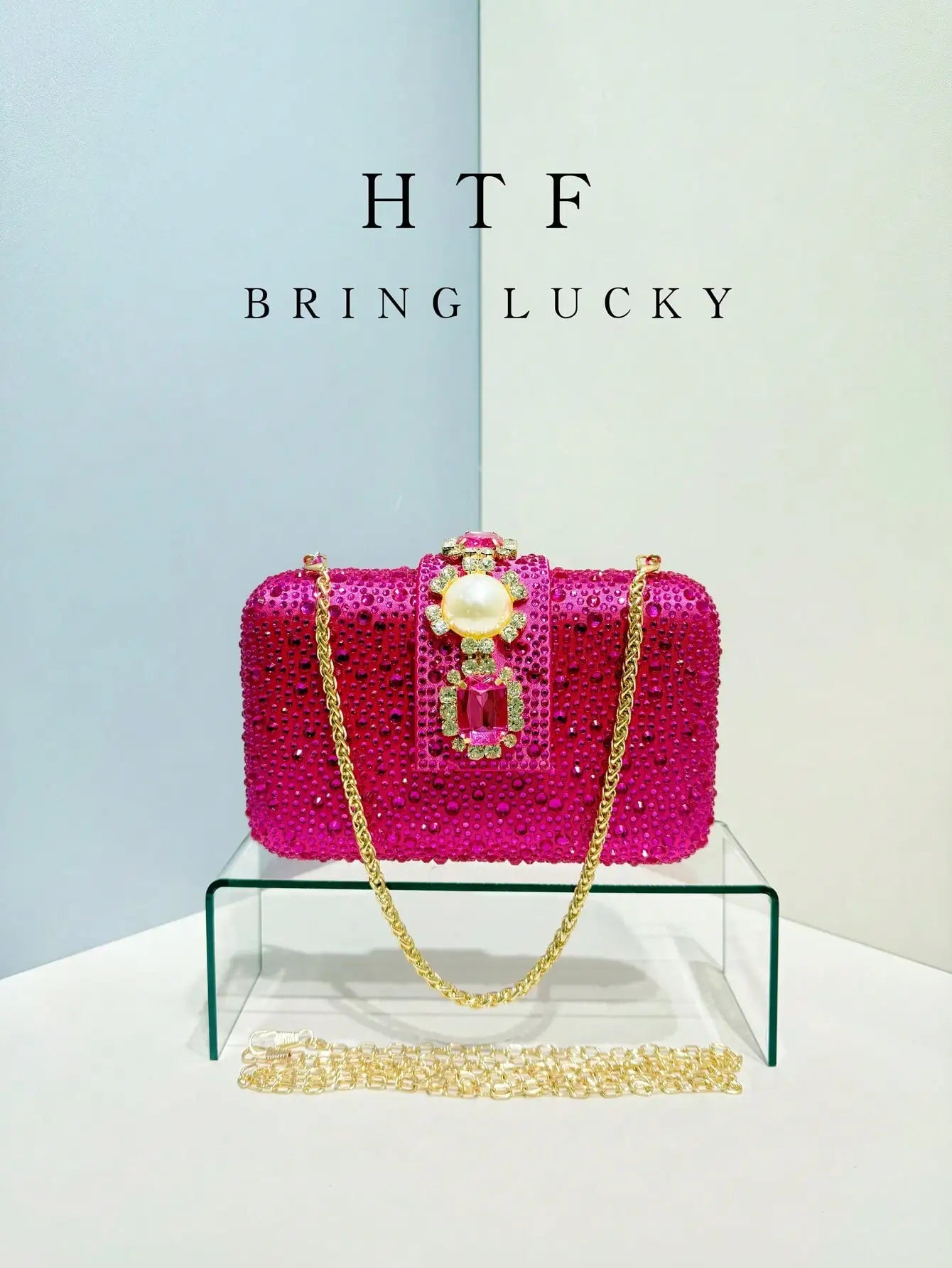 Crossbody Handbag Crystals Rhinestone Evening With Chain
