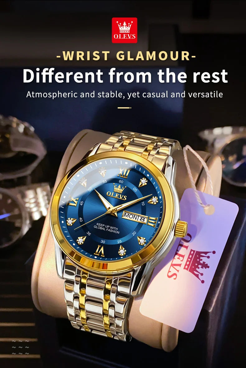 Watch for Men Luxury Diamonds Gold Watch Waterproof