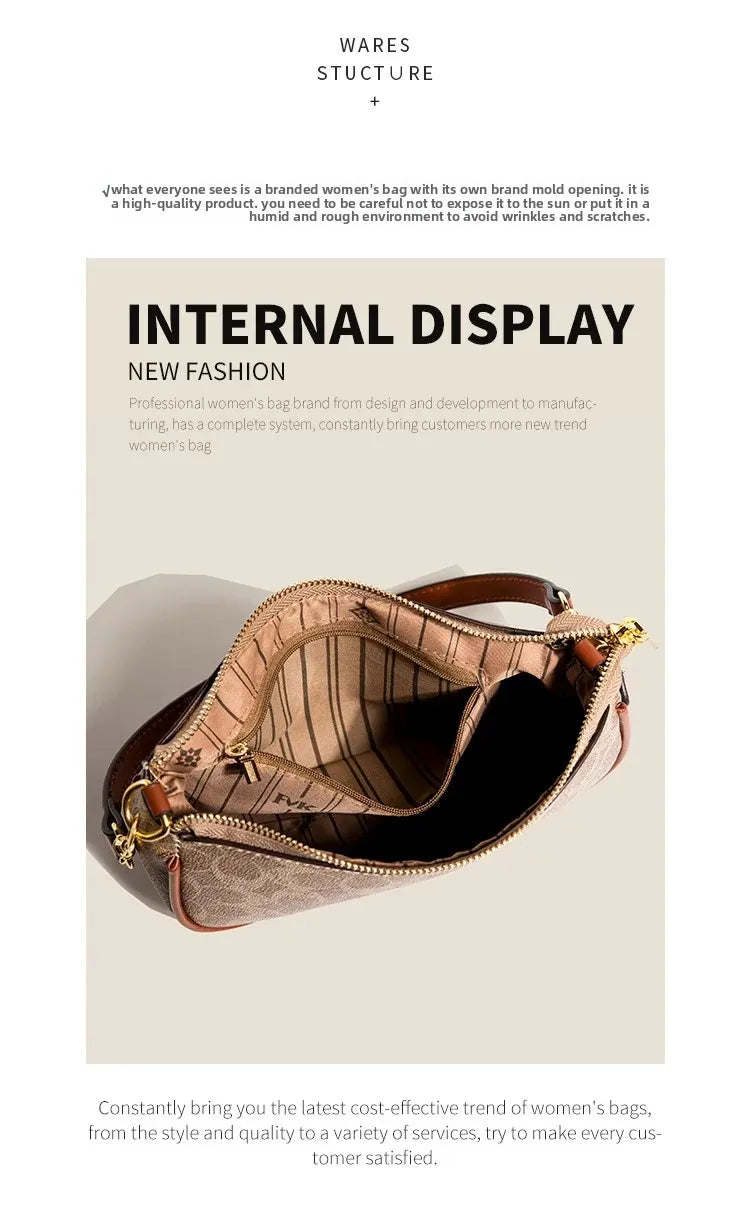 Fashionable Underarm Printed Handbag .High-End Versatile Crossbody bag