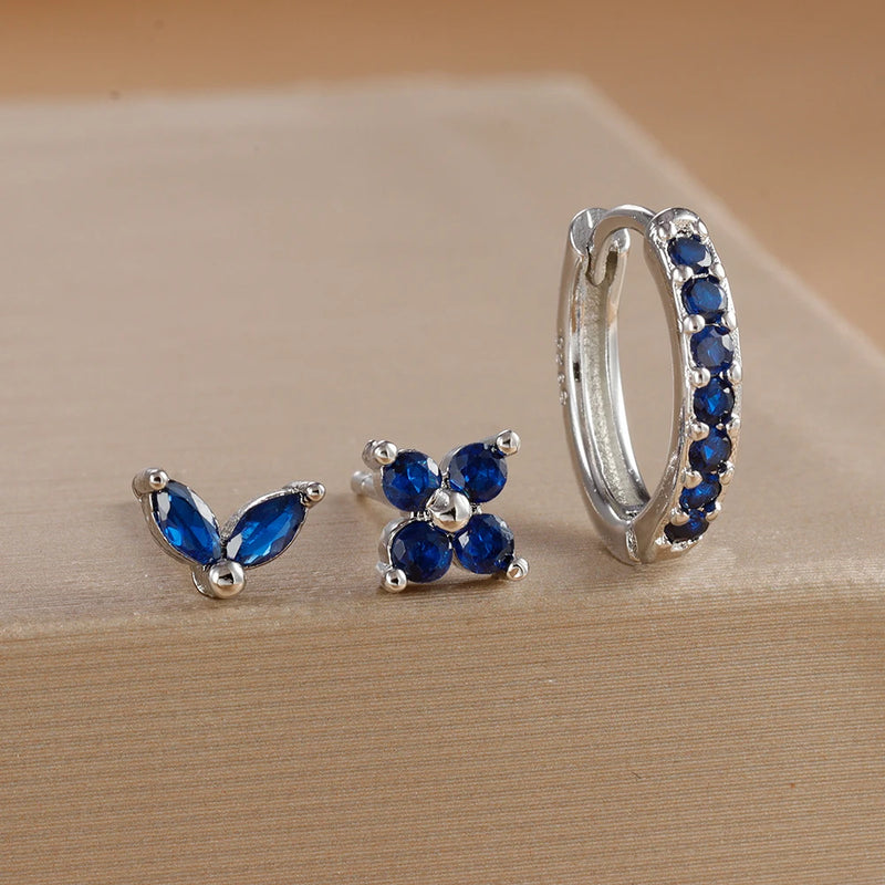 Flower Hoop Earrings Set