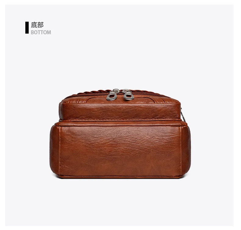 Fashion trend four-season soft leather multi-compartment crossbody handbag