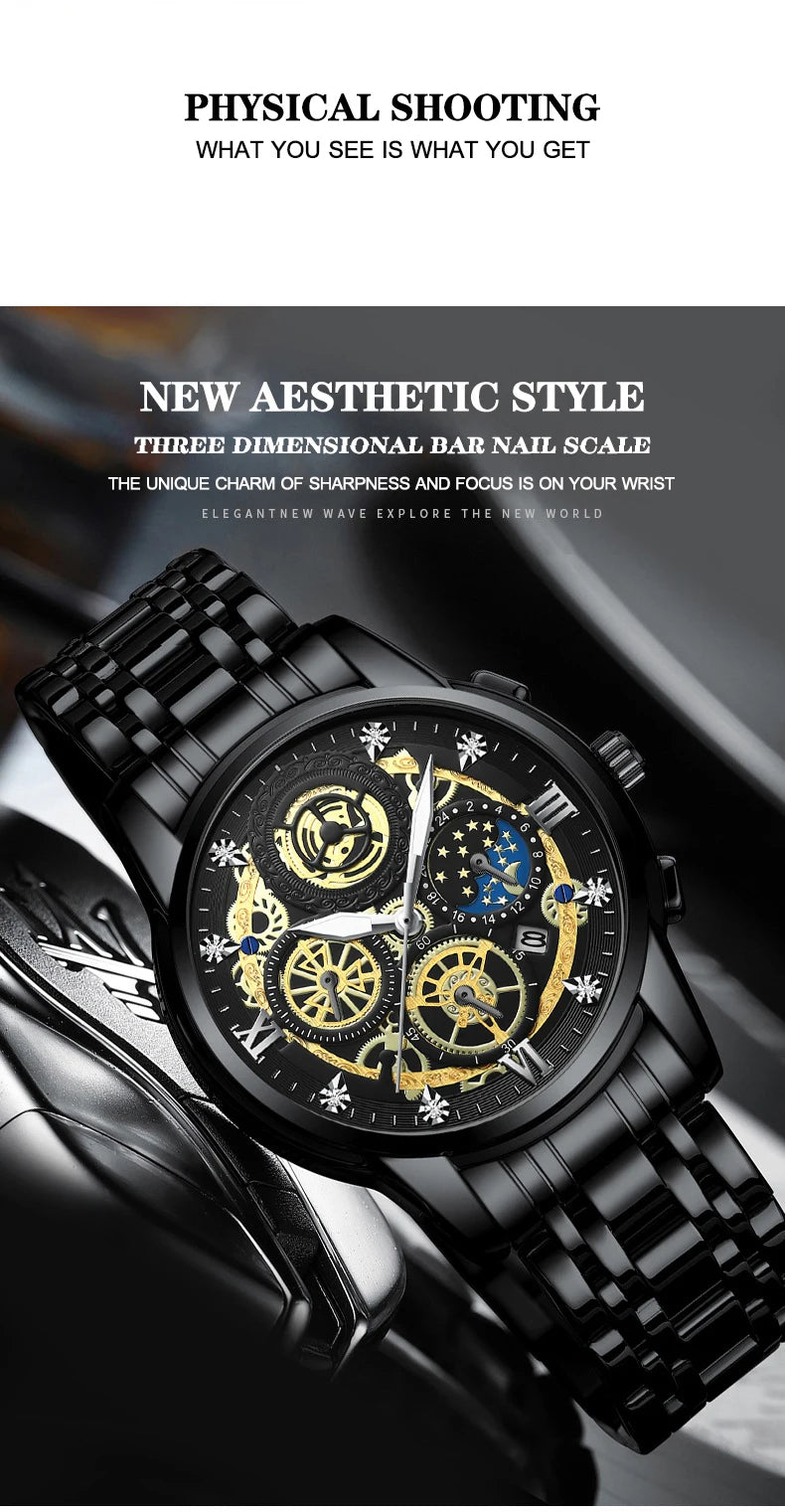 Luxury Fashion Casual Quartz Men's Watch Stainless Steel Strap