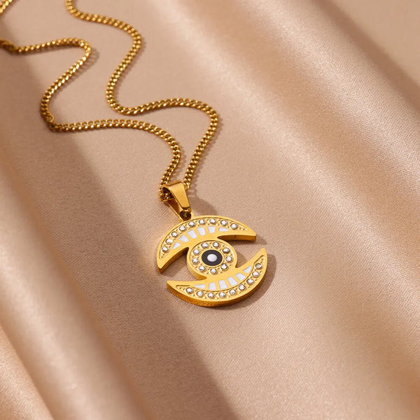 Gold Evil Eye Pendant Necklace