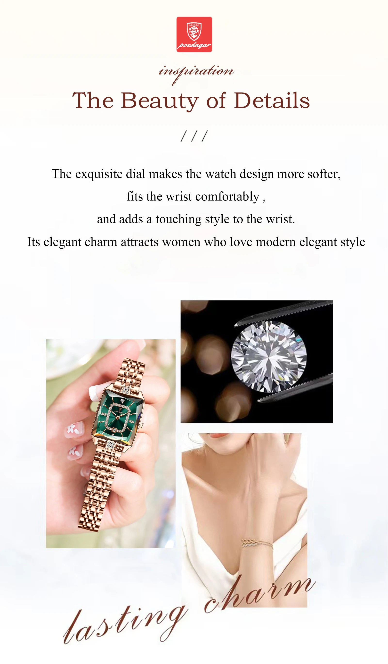 Luxury Ladies Wristwatch. Waterproof and Stainless Steel