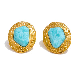 Amazonite Stone Stud Earrings