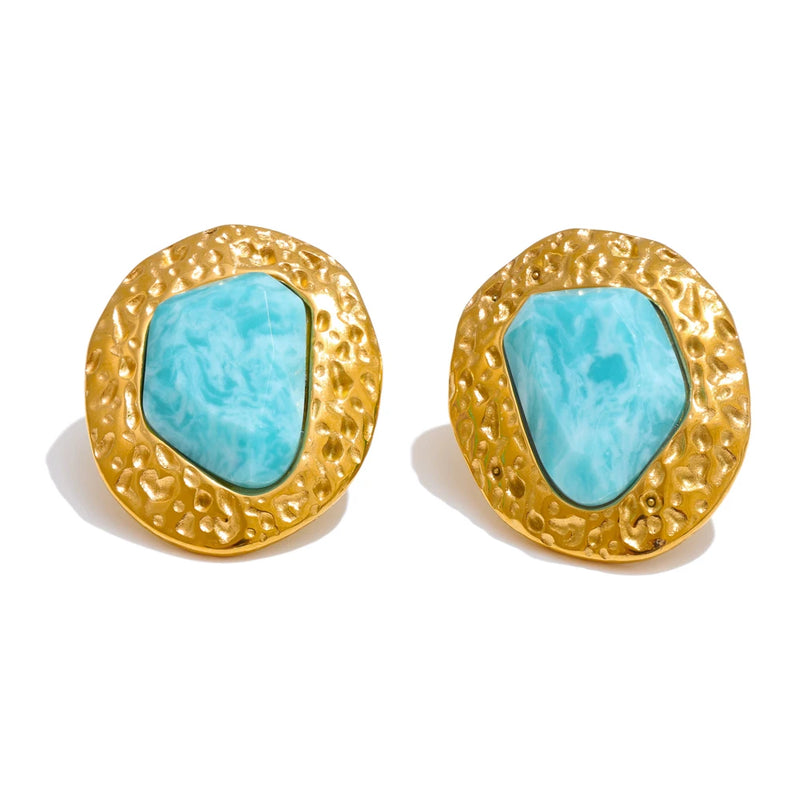 Amazonite Stone Stud Earrings