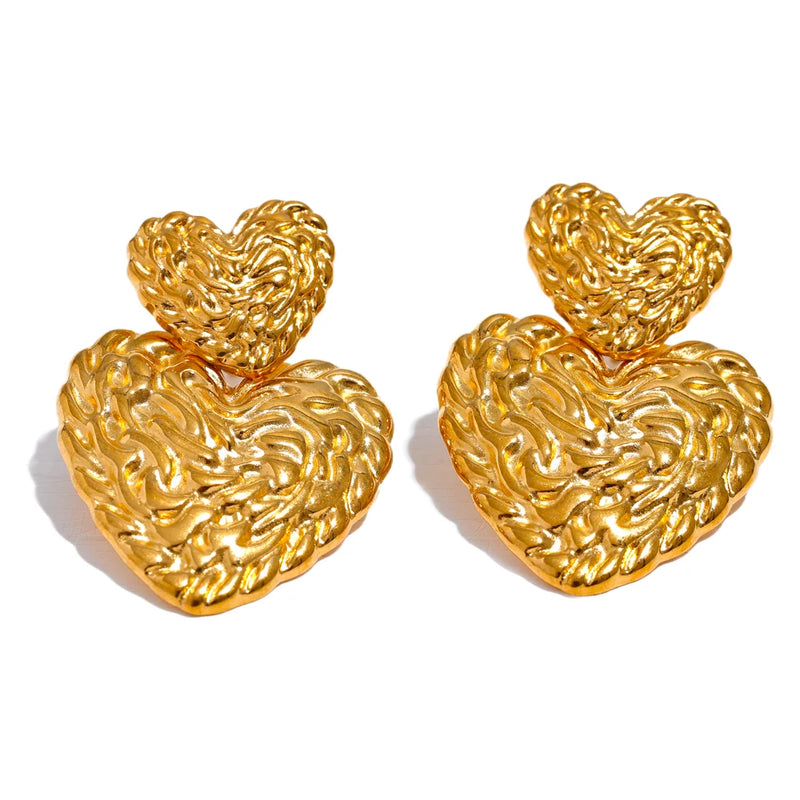 Textured Heart Earrings