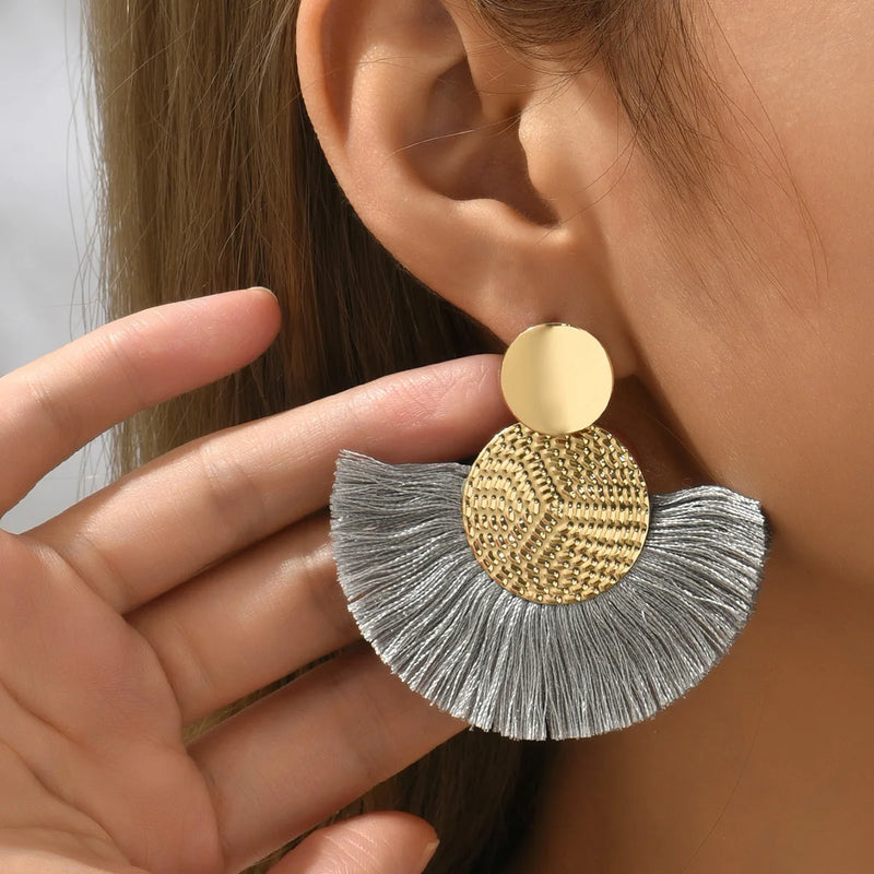 Boho Fan Tassel Earrings