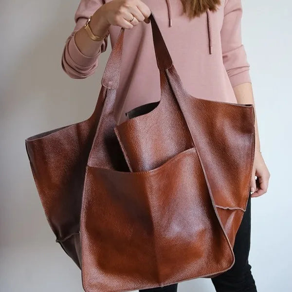 Multifunctional Large Capacity Soft Tote  Luxury Leather Bag