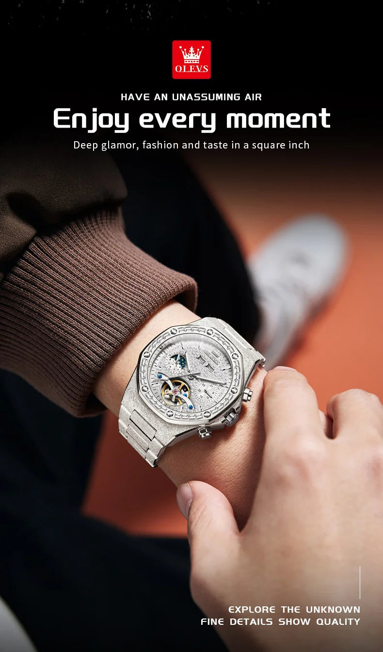 Gold Steel Men's Watch Top Brand Automatic Mechanical Luxury Waterproof