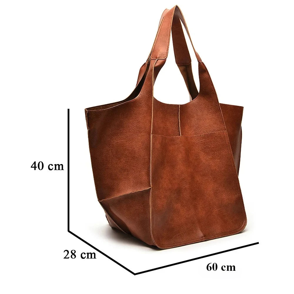 Multifunctional Large Capacity Soft Tote  Luxury Leather Bag
