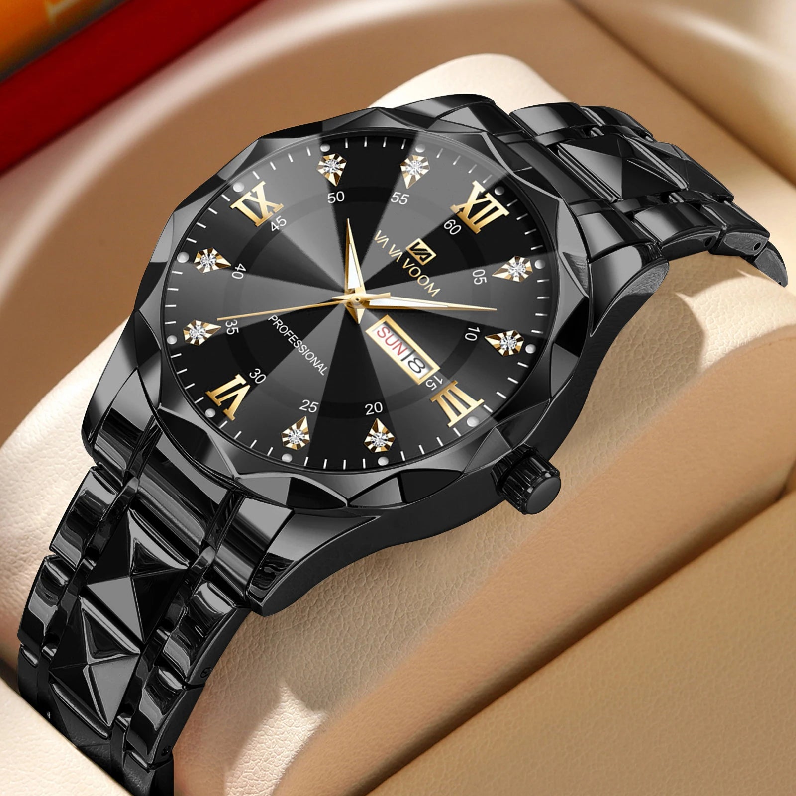 Men's  Watch Water Diamond Luxury Night Glow