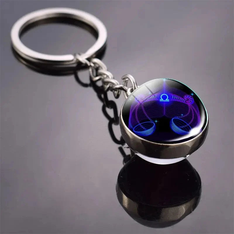 Glass Ball Zodiac Luminous Keychain