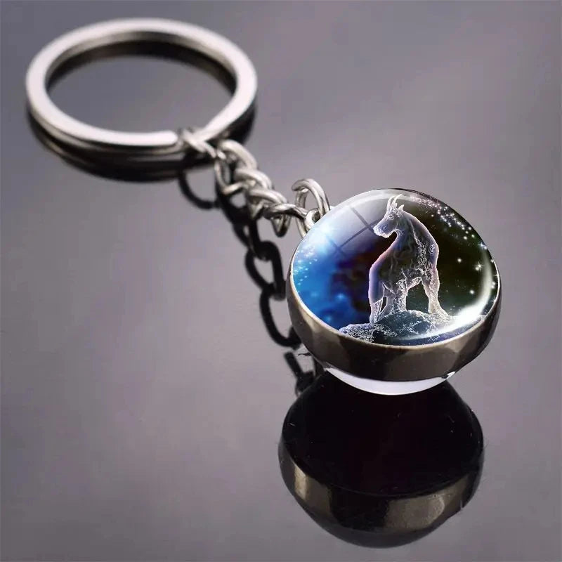 Glass Ball Zodiac Luminous Keychain