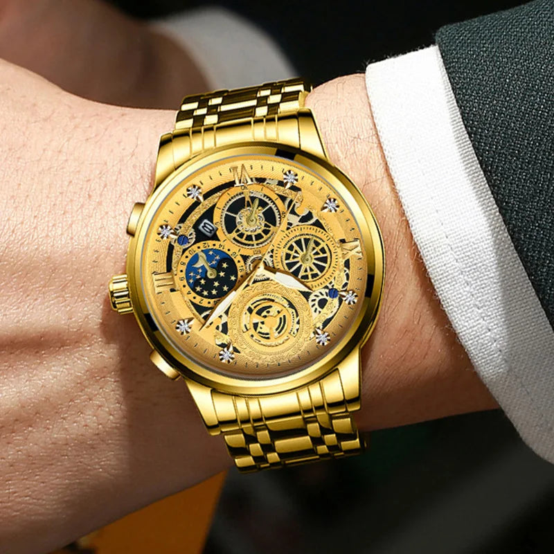 Luxury Fashion Casual Quartz Men's Watch Stainless Steel Strap