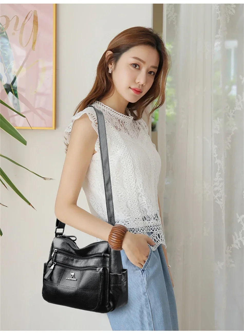 Leather Luxury Handbag. Shoulder Crossbody Handbag