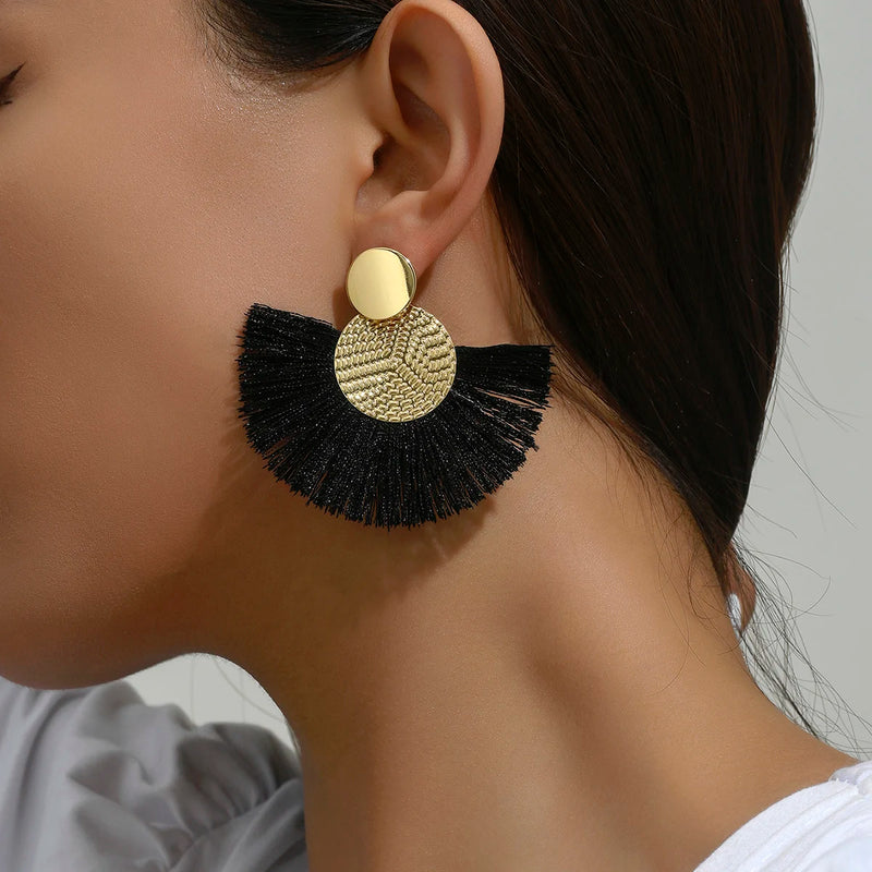 Boho Fan Tassel Earrings