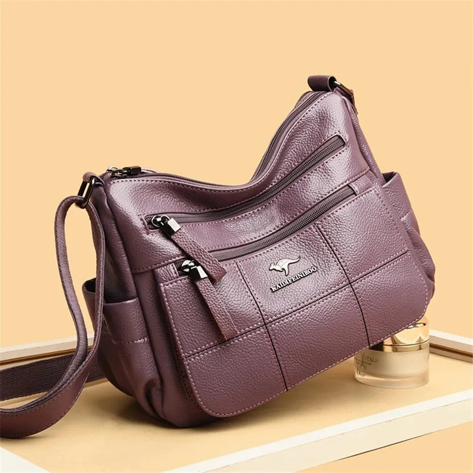 Leather Luxury Handbag. Shoulder Crossbody Handbag