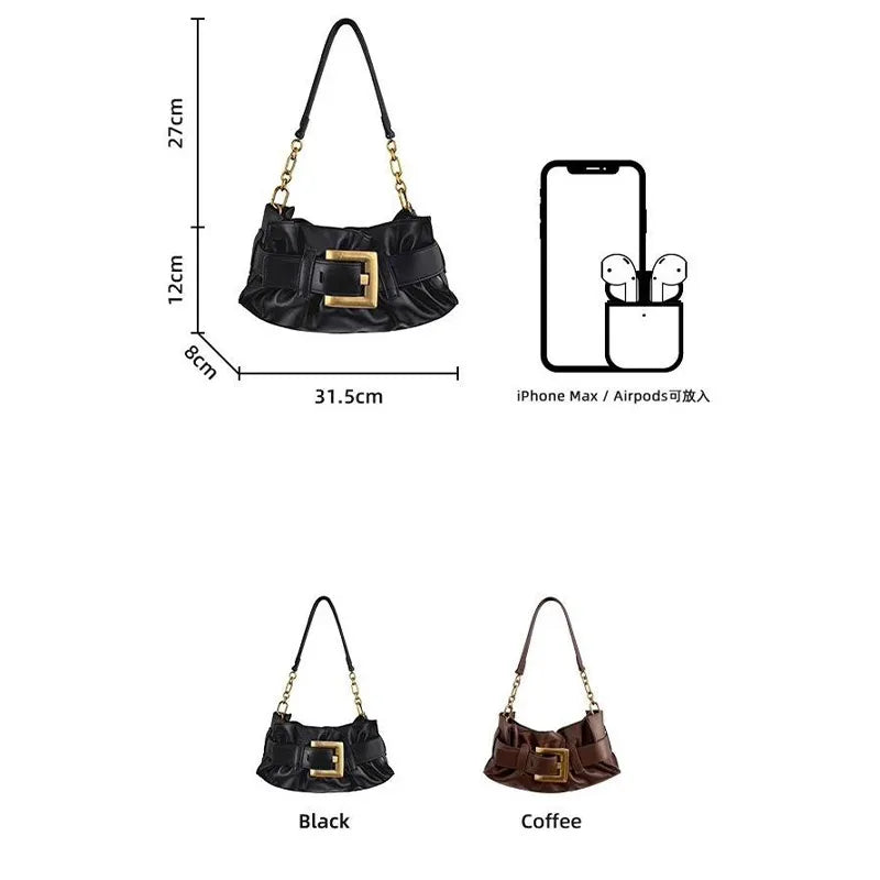 Luxury Women's Bag Soft Leather.Crocodile Pattern Pleated Tote Bag