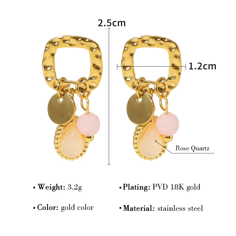 Gold Stud Earrings with Charms