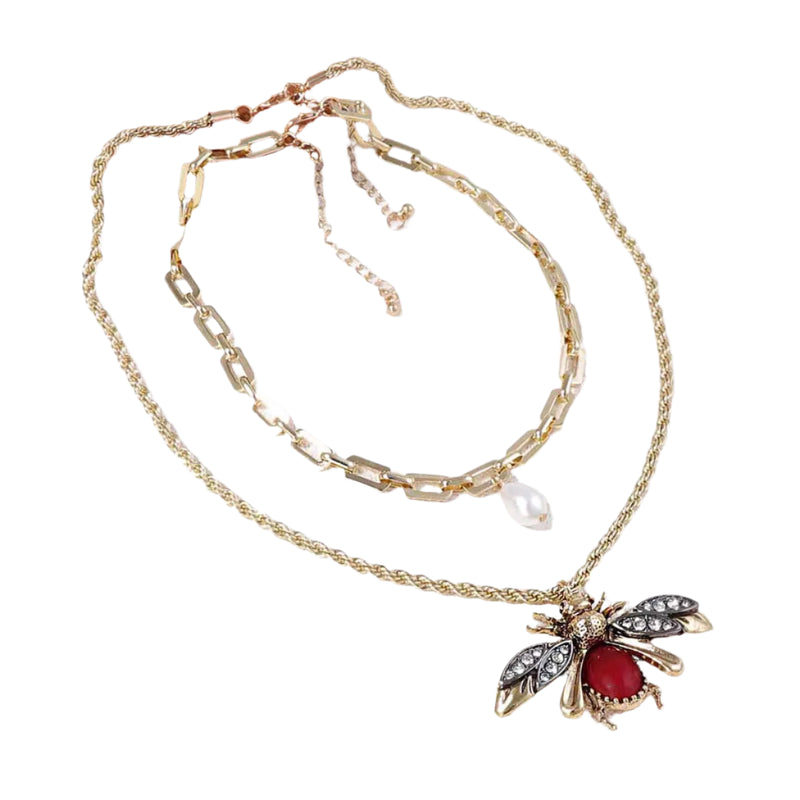 Vintage Bee Pearl Drop Earrings/Chain