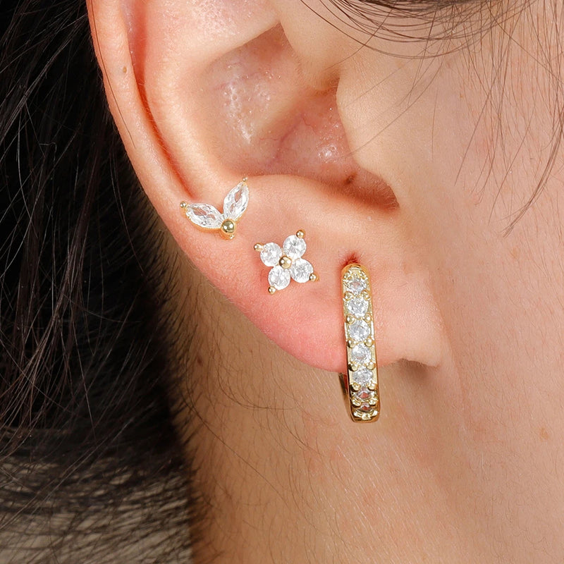 Flower Hoop Earrings Set