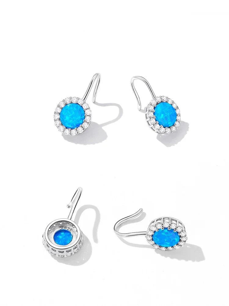 Sterling Silver Opal Drop Earrings